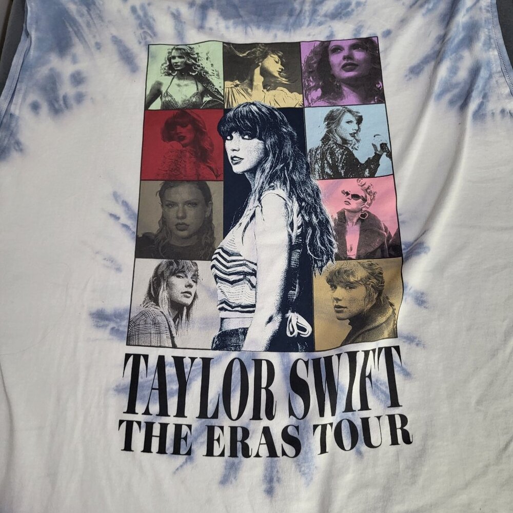 Taylor Swift SZ 4XL Eras Tour Tie Dye Tank Top Shirt Blue White - Picture 3 of 8